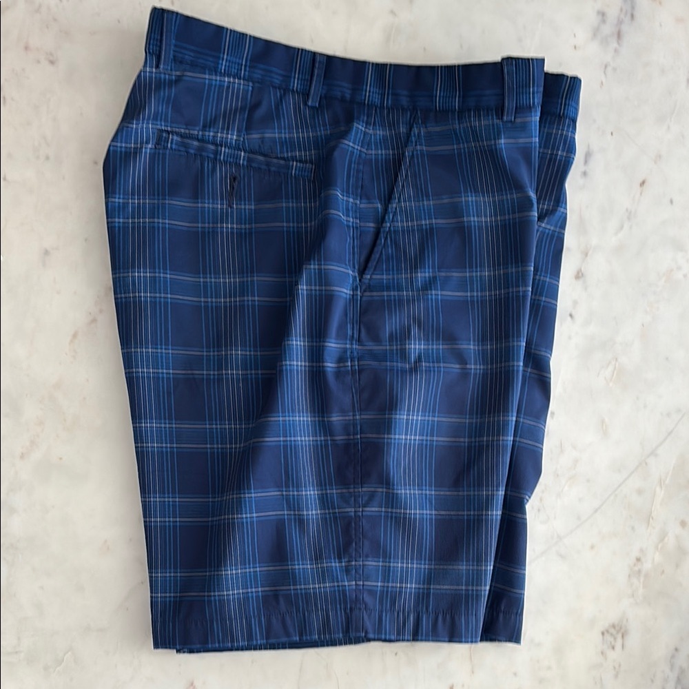 🎉HP✨Lone Cypress by Pebble Beach Men's Blue Plaid Performance Golf Shorts SZ 36